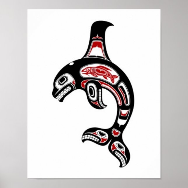 Red and Black Haida Spirit Killer Whale Poster (Front)
