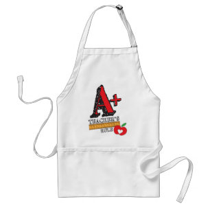 Red and Black Hand Drawn A Plus Teachers Rule Standard Apron