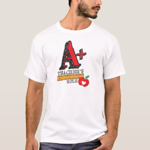 Red and Black Hand Drawn A Plus Teachers Rule T-Shirt