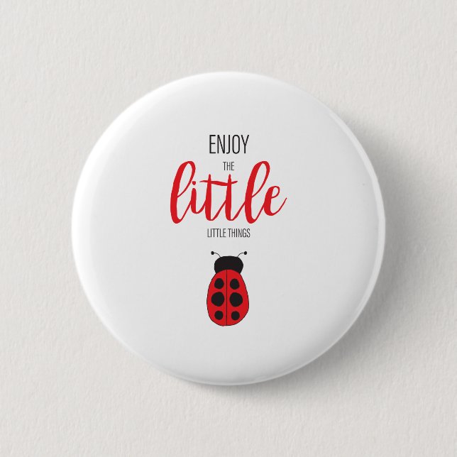 Red and Black Hand Drawn Baby Ladybug Cute Bug 6 Cm Round Badge (Front)