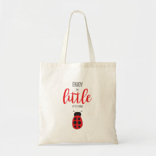 Red and Black Hand Drawn Baby Ladybug Cute Bug Tote Bag