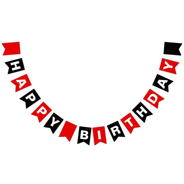 Red and Black Happy Birthday Bunting (All)