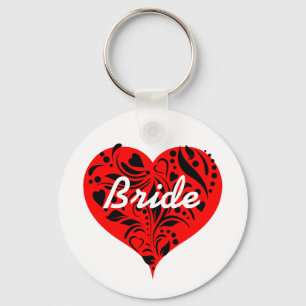 Red And Black Heart Bride Key Ring