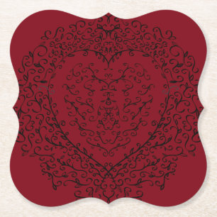 Red and Black Heart Gothic Wedding Coasters