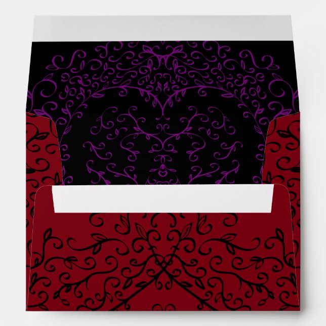 Red and Black Heart Gothic Wedding Envelopes (Back (Bottom))