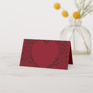 Red and Black Heart Gothic Wedding Place Cards