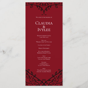 Red and Black Heart Gothic Wedding Programs