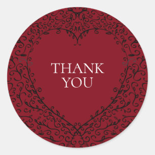 Red and Black Heart Gothic Wedding Stickers