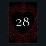 Red and Black Heart Gothic Wedding Table Number<br><div class="desc">Our beautiful Red & Black Heart Gothic Wedding Table Number are dark,  yet lovely with our artistic scroll design. They are designed in a collection of several items so your whole wedding can be coordinated with the same style!</div>