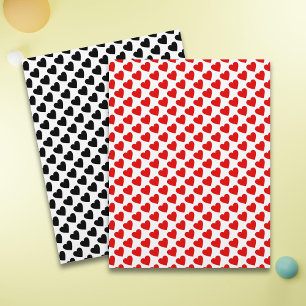 Red and Black Heart Love Patterned Scrapbook Paper