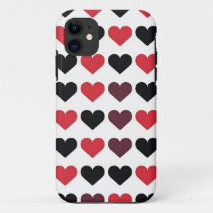 Red and Black Heart Pattern iPhone 11 Case