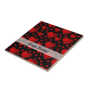 Red and black heart pattern ceramic tile