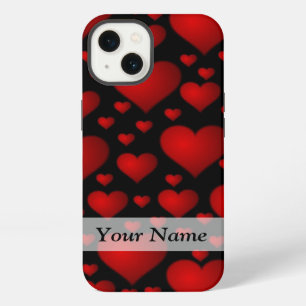 Red and black heart pattern iPhone case