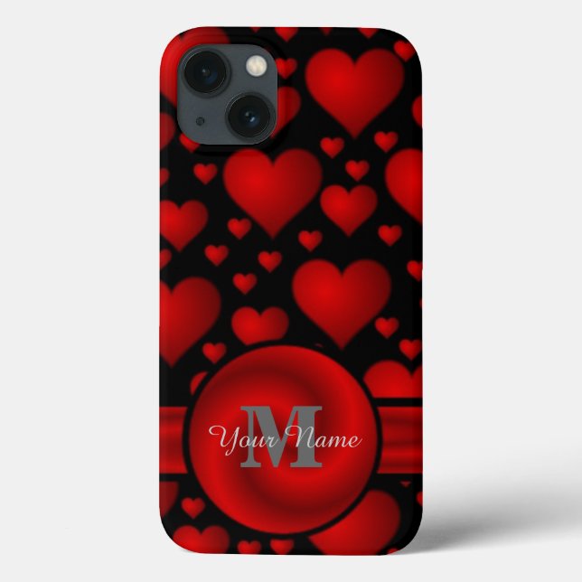 Red and  black heart pattern personalised Case-Mate iPhone case (Back)