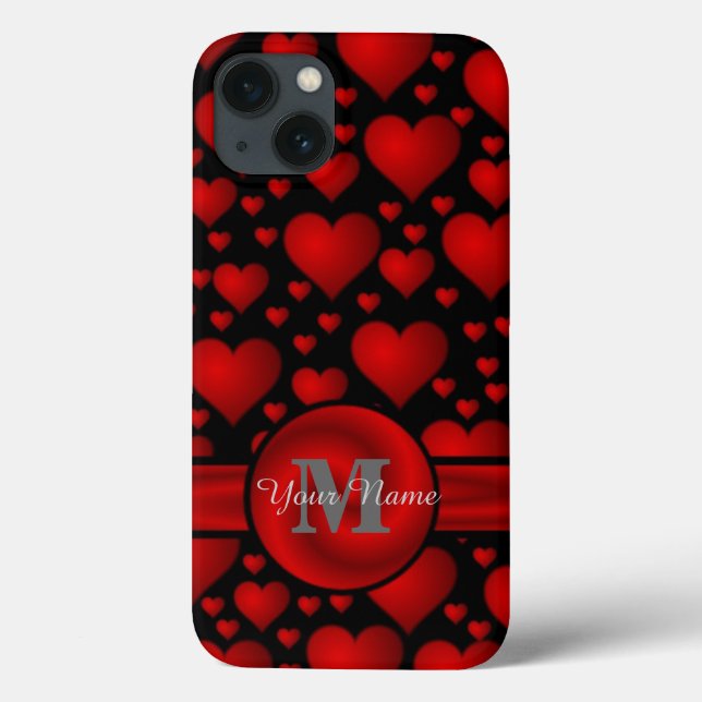 Red and  black heart pattern personalised Case-Mate iPhone case (Back)