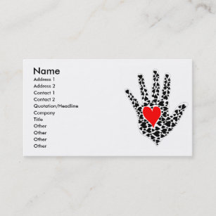 Red and black hearts hand outline business card