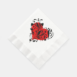 Red And Black Hearts Paper Dinner Napkins
