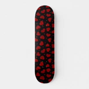 Red and Black Hearts pattern Skateboard