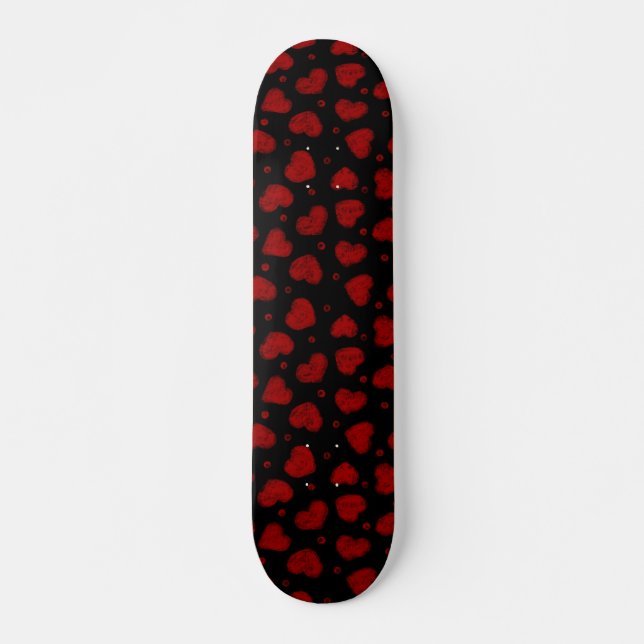 Red and Black Hearts pattern Skateboard (Front)