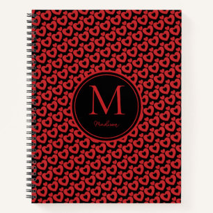 Red And Black Hearts Personalised  Notebook