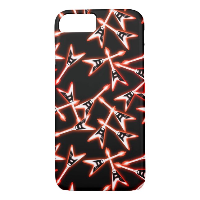 Red and Black Heavy Metal Electric Guitar Pattern Case-Mate iPhone Case (Back)