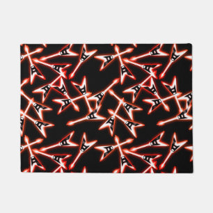 Red and Black Heavy Metal Electric Guitar Pattern Doormat