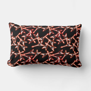 Red and Black Heavy Metal Electric Guitar Pattern Lumbar Cushion