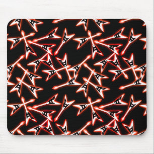 Red and Black Heavy Metal Electric Guitar Pattern Mouse Pad