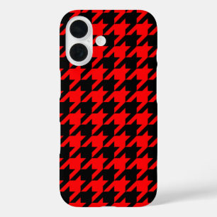 Red and Black Houndstooth Check iPhone 16 Case