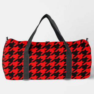 Red and Black Houndstooth Check Duffle Bag
