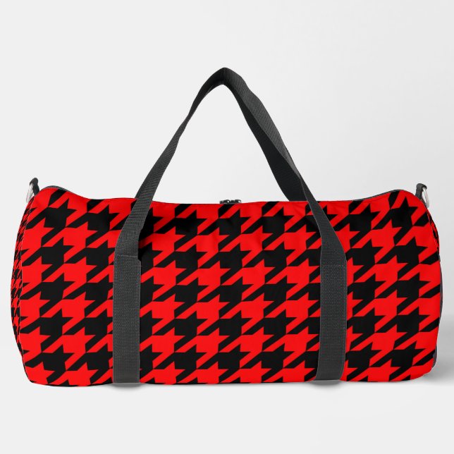 Red and Black Houndstooth Check Duffle Bag (Front)