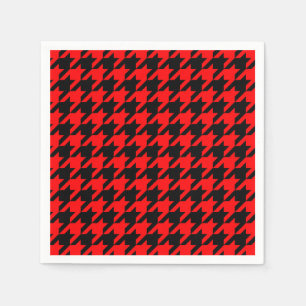 Red and Black Houndstooth Check Napkin