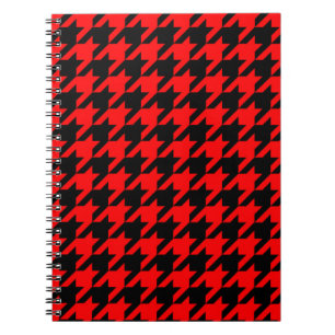 Red and Black Houndstooth Check Notebook