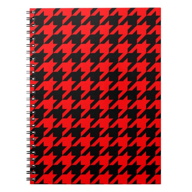 Red and Black Houndstooth Check Notebook (Front)