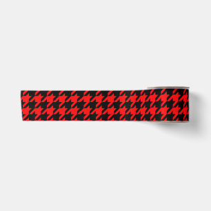Red and Black Houndstooth Check Satin Ribbon