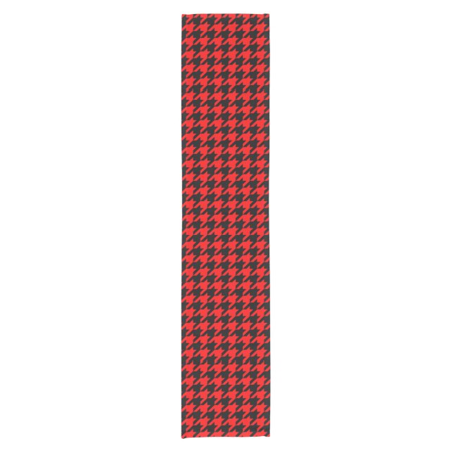 Red and Black Houndstooth Check Short Table Runner (Front)