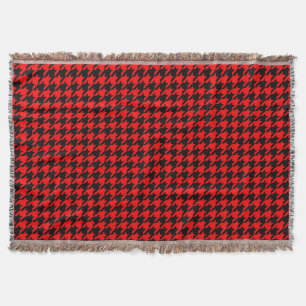 Red and Black Houndstooth Check Throw Blanket