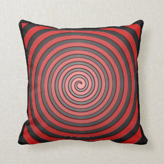 Red and Black Hypnotic Spiral Pillow