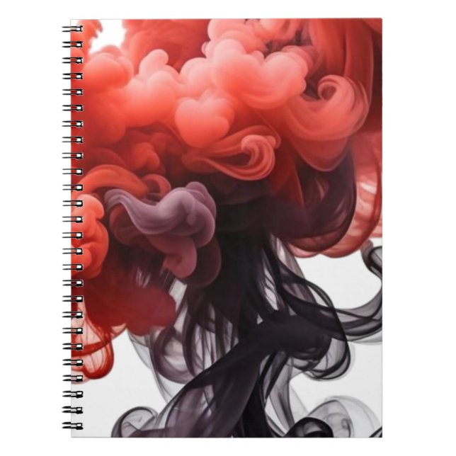 Red and Black Ink Swirl Abstract Notebook (Front)