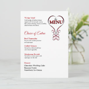 Red and Black Invitation Size Menu