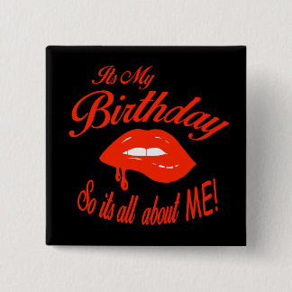 Red and Black It's My Birthday 15 Cm Square Badge