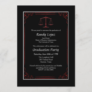 Red and Black Justice Scale Invitation
