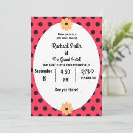 Red and black lady bug baby shower invitation