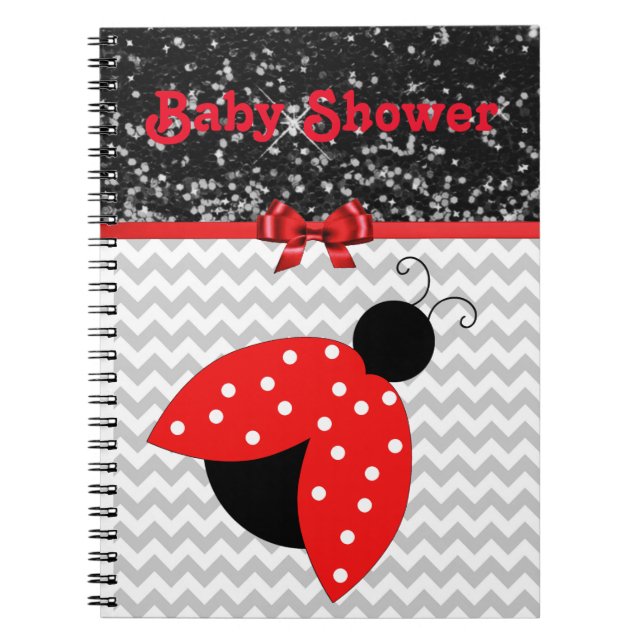 Red and Black Ladybug Baby Shower Notebook (Front)