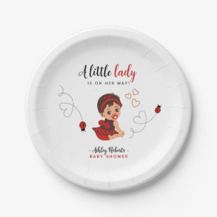 Red and Black Ladybug Baby Shower Paper Plate