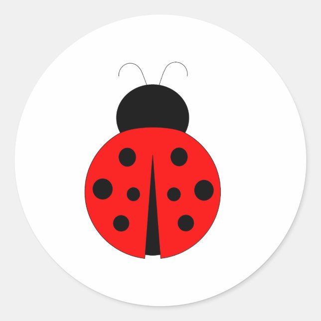 Red and Black Ladybug Classic Round Sticker (Front)