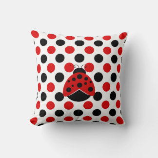 Red and Black Ladybug Pillow