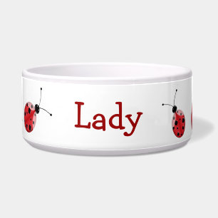Red and Black Ladybugs Custom Dog Bowl