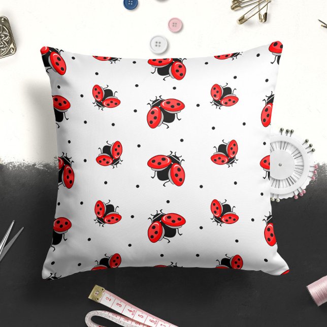 Red and Black Ladybugs Insect | Bug Throw Pillow  (Creator Uploaded)