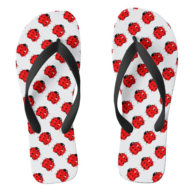 Red and Black Ladybugs Thongs (Footbed)